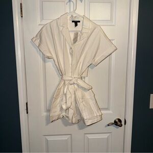 Forever 21 Vanilla Collared Short Sleeve Romper